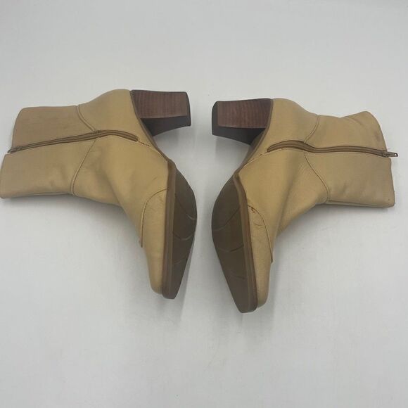Artiva Cora Beige Leather Heel Ankle Boots Western - Picture 5 of 10
